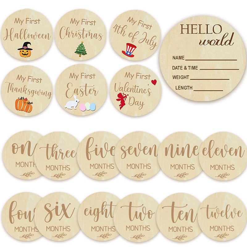 cephira Baby Monthly Milestone Cards - My First Holiday Milestone | Baby Announcement Sign & Celebration Board | Hello World Sign | Milestone Photo Cards | Perfect Newborn Gift & Keepsake - Image 1